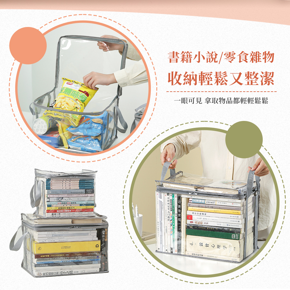 透明可視加厚書本收納袋(大+中+小)
