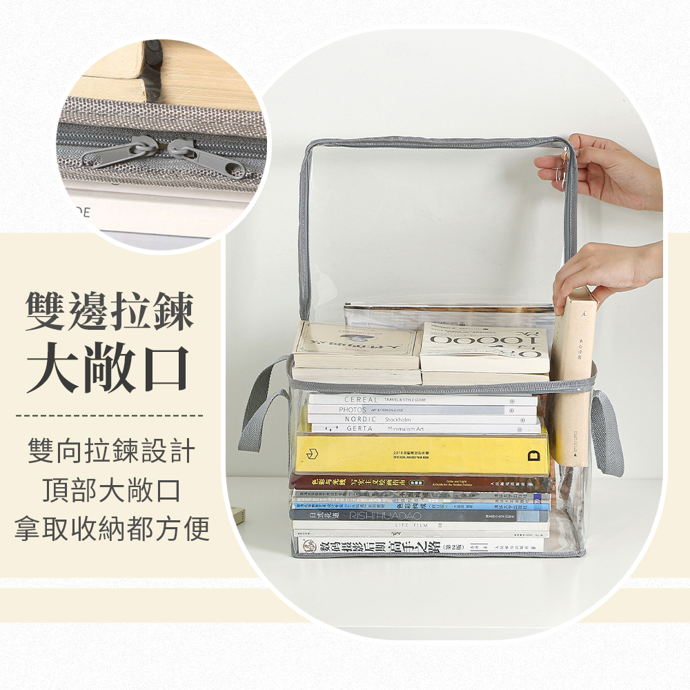 透明可視加厚書本收納袋(大+中+小)