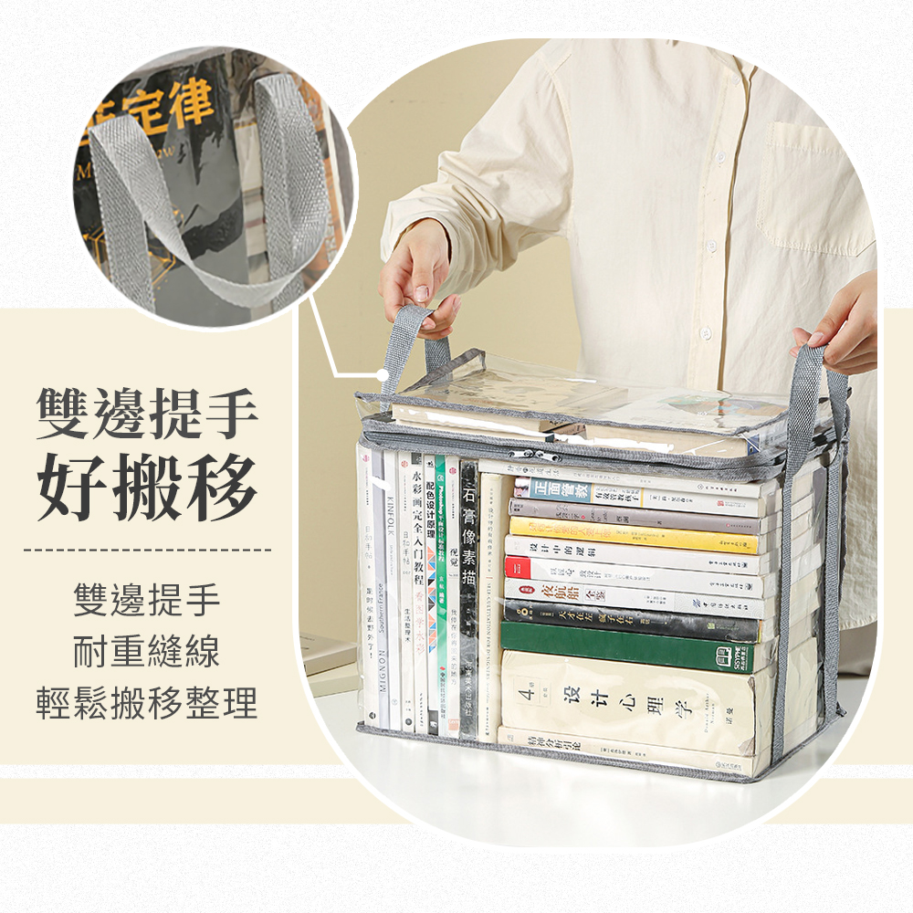 透明可視加厚書本收納袋(大+中+小)