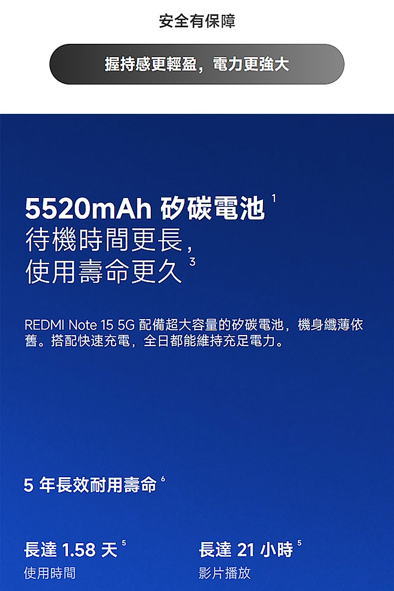 Redmi Note 15 5G (6G/128G) 6.77吋智慧手機-贈空壓殼+鋼化保貼+掛繩+韓版包+指環支架+噴劑