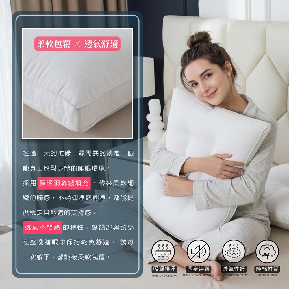 純棉護頸安睡枕 人體工學枕 中低枕 護頸枕 純棉表布
