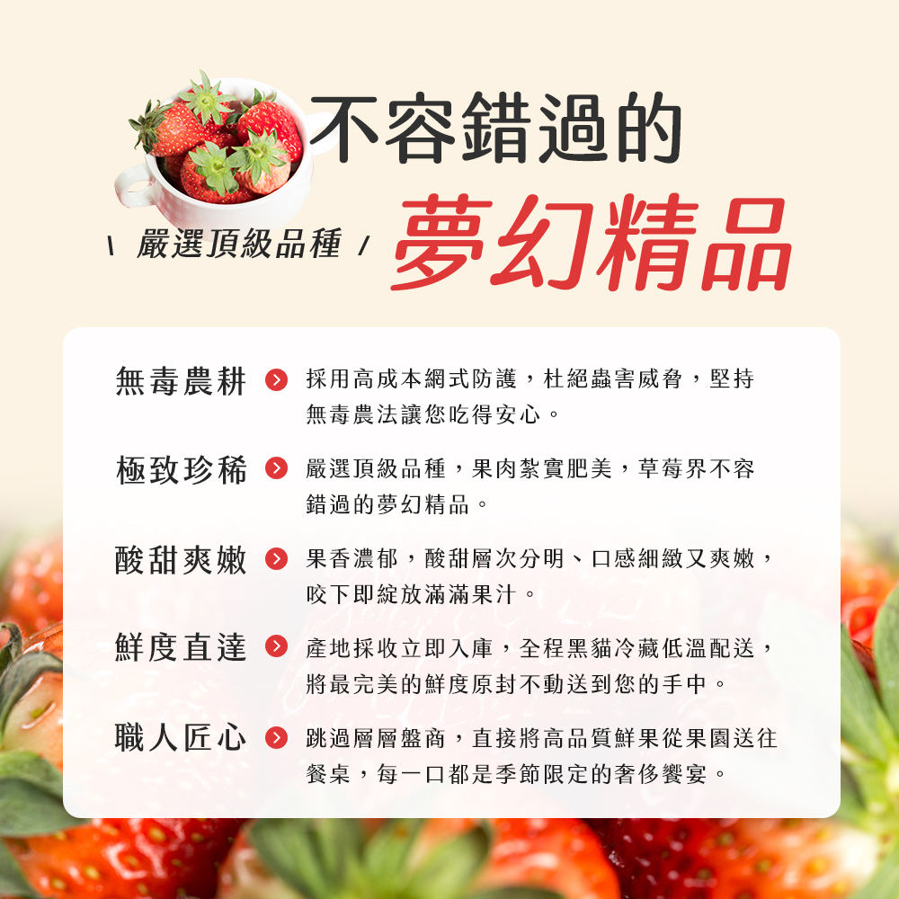 【雪莉朵辣嚴選】黑金剛紅草莓 中果