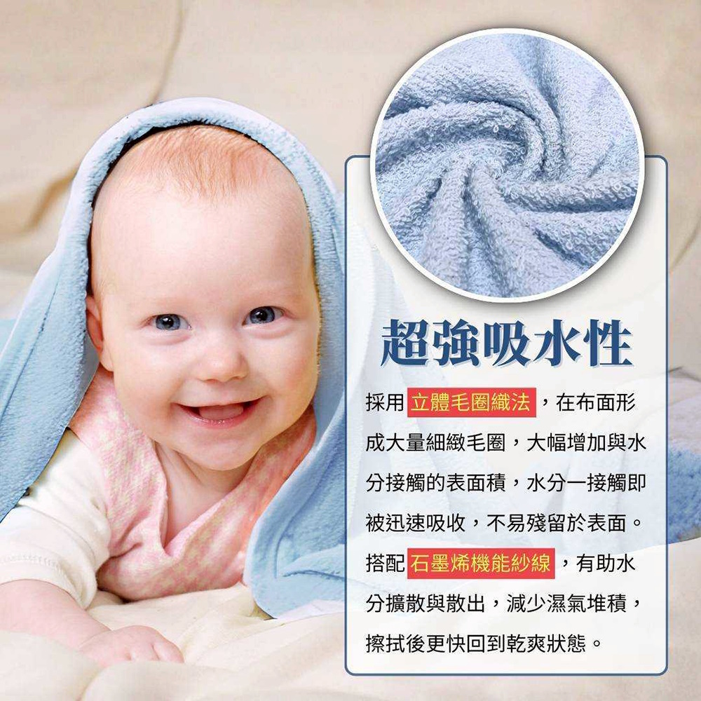 1881 MIT日式石墨烯毛巾(3入/包) 台灣製 方巾 浴巾 強吸水