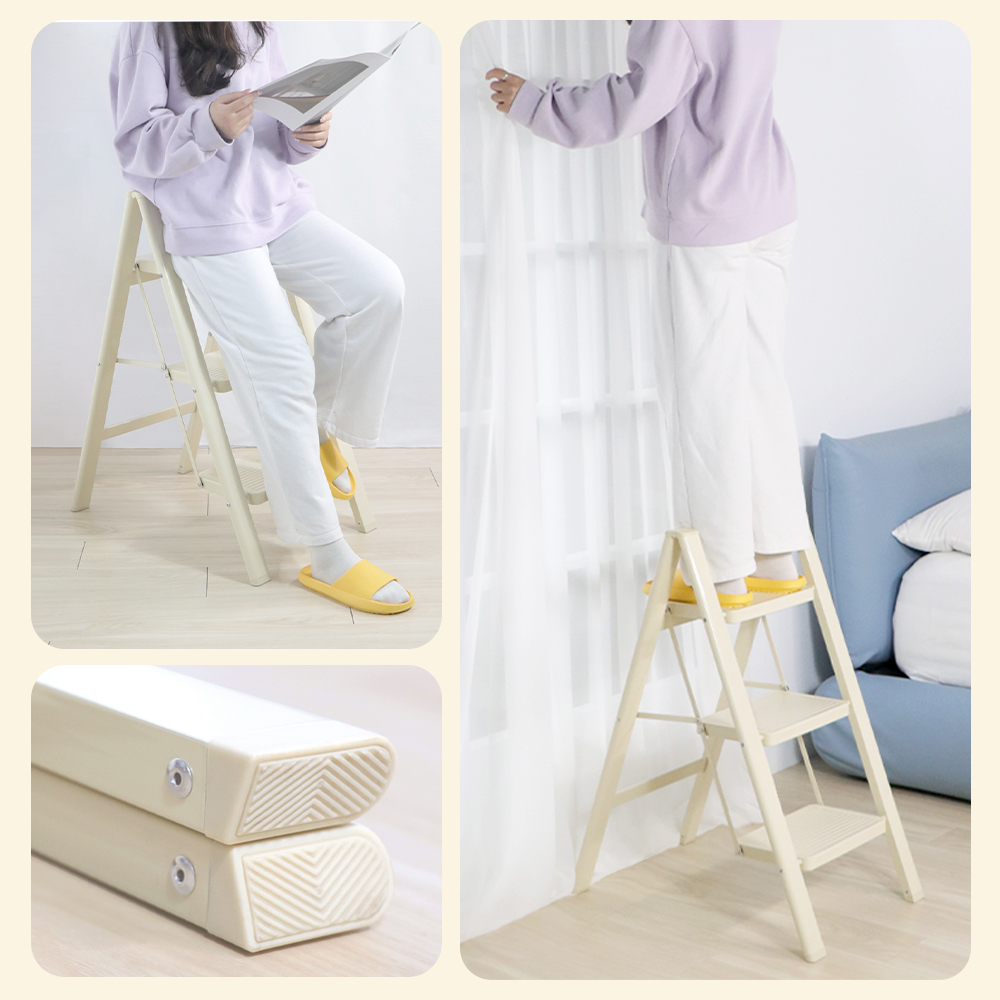 【 UNIFUN樂汎生活】加厚碳鋼多用途平台折疊梯 免安裝 花架梯 梯子