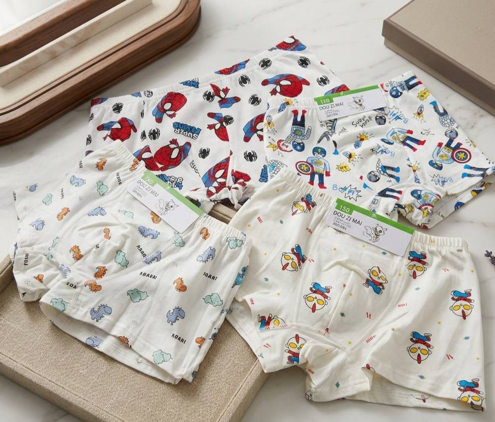 凱美棉業 彈力萊卡純棉兒童四角內褲寶寶純棉內褲 2件隨機出色