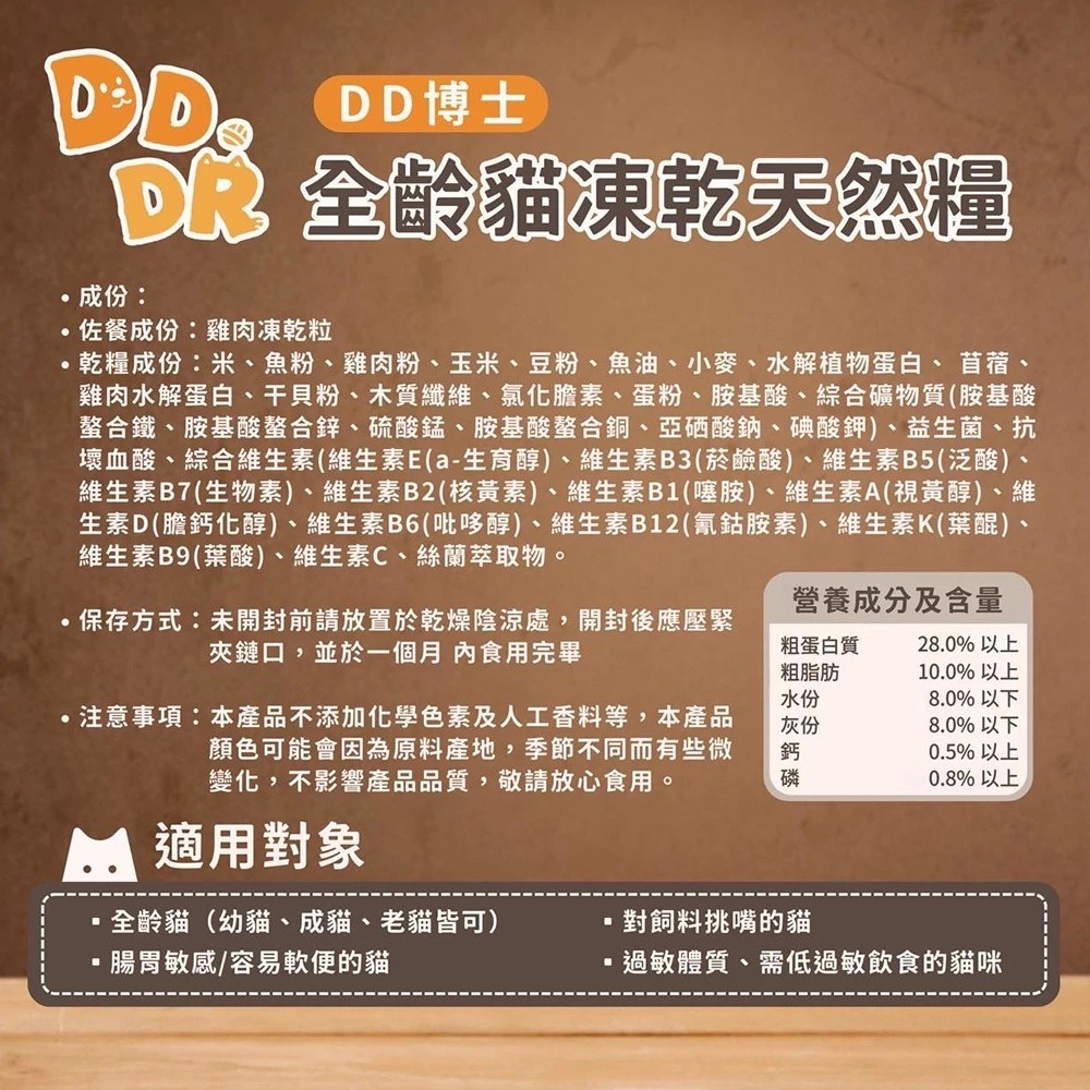 DD博士貓咪凍乾飼料 貓咪飼料 貓食品 寵物凍乾 貓咪凍乾 貓乾糧 凍乾飼料 貓咪凍乾 飼料 寵物飼料