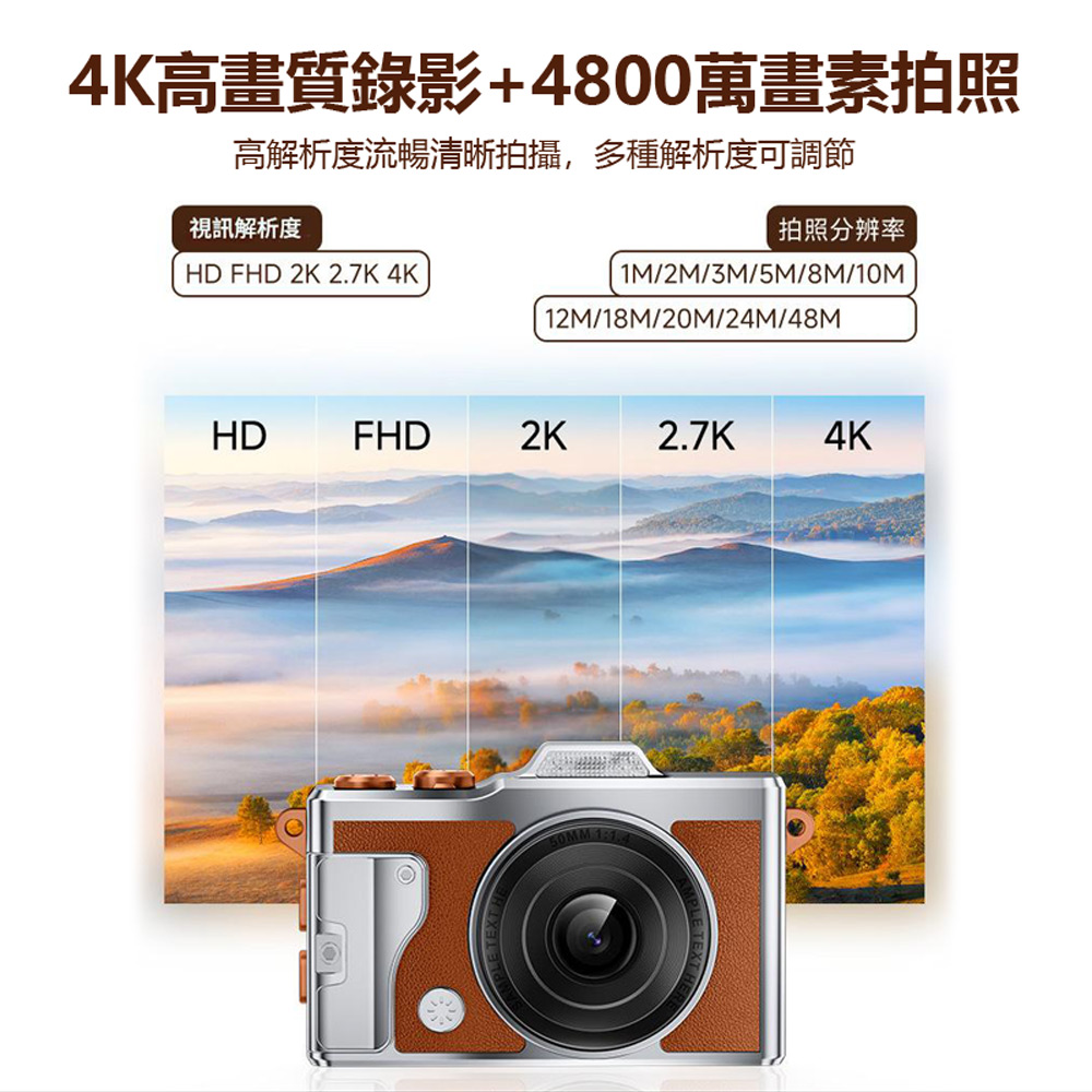 YT-T5 4K高畫質錄影超迷你小型隨身復古數位照相機(4800萬畫素拍照 OTG分享 金屬機身)