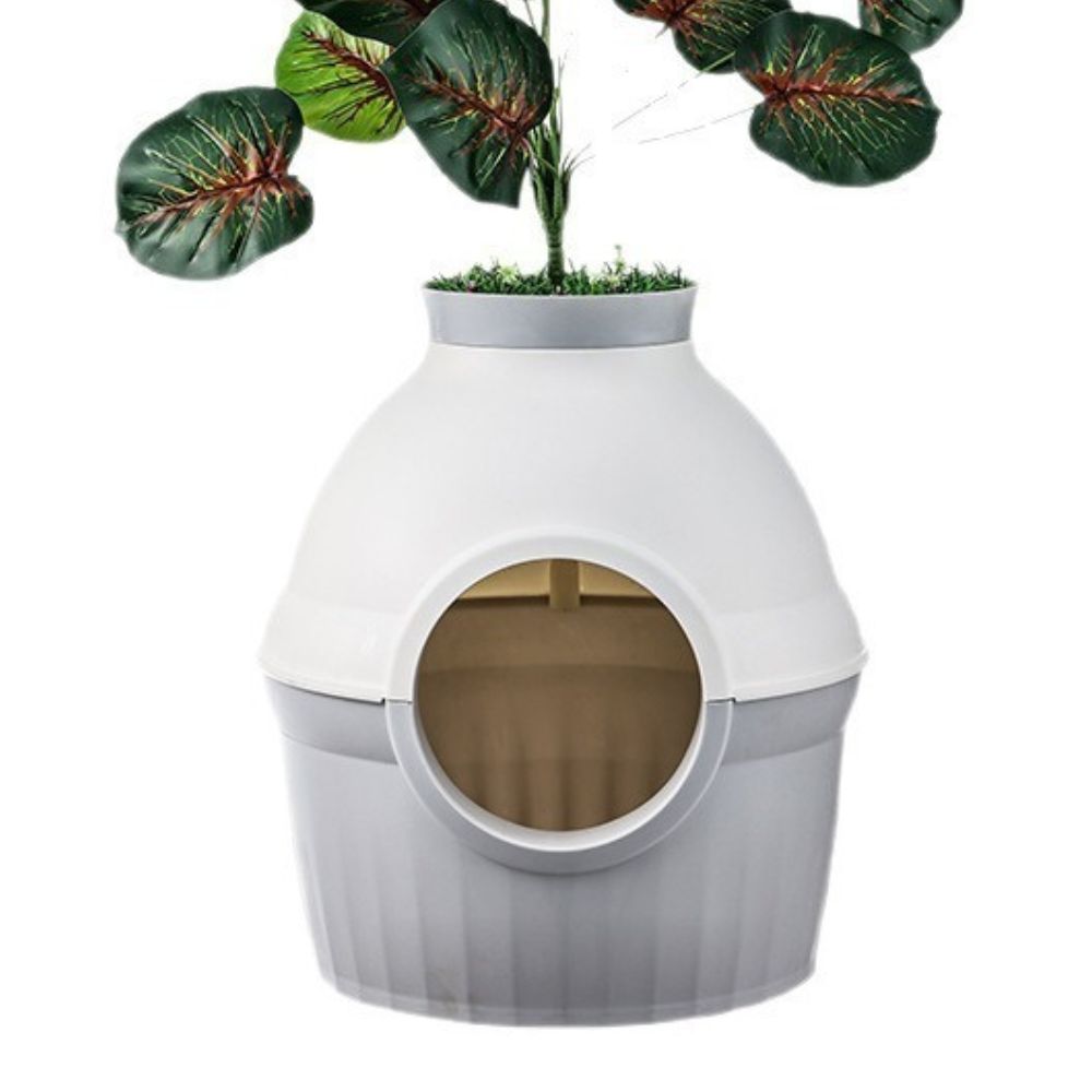 【高精寵物】綠植盆栽造型貓砂盆｜隱藏式設計 除臭防味 大容量貓咪廁所 仿真植栽貓砂盆 貓用品必備