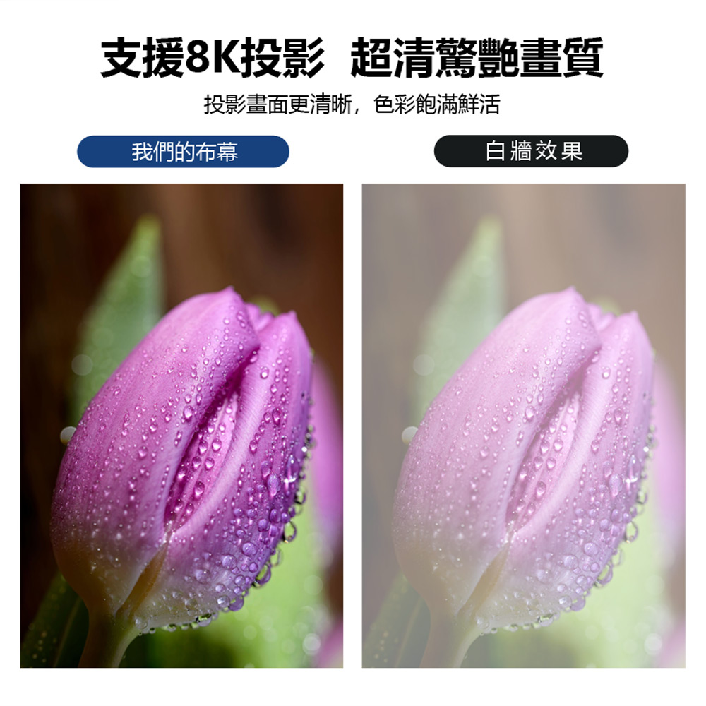 PAS-C100 支援8K投影 投影機專用包邊打孔布幕 100吋 約221×125cm(吸光黑邊 可折疊收納)
