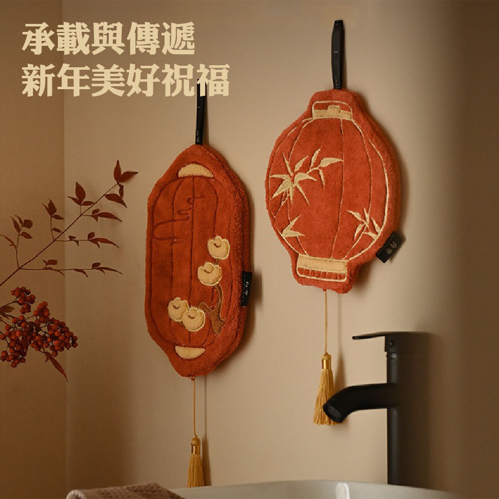 【JAR嚴選】新年中式刺繡燈籠吸水毛巾