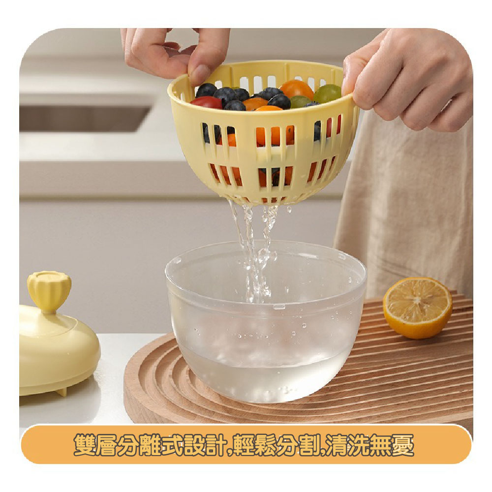 【JAR嚴選】旋轉沙拉蔬果手搖瀝水脫水器