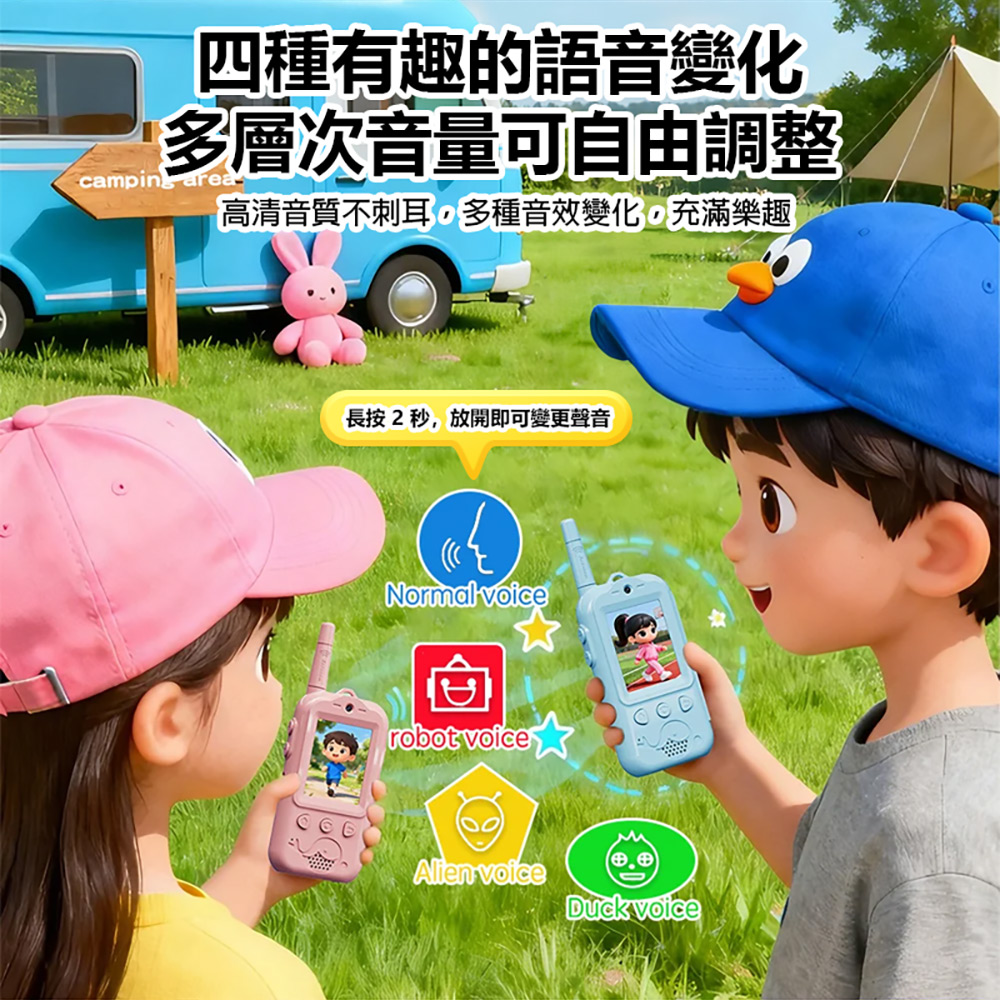 YT-TALK-301 兒童無線對講機(30萬像素拍照 2吋螢幕 前後雙鏡頭 視訊通話 語音微聊 小遊戲)