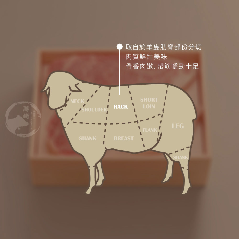 【勝崎生鮮】帶骨羊小排(100g/2片)-羊排.小羊OP.羊肋.丁骨羊