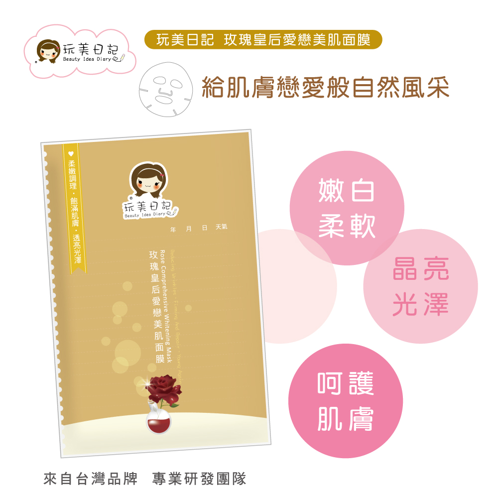 玩美日記 玫瑰皇后愛戀美肌面膜(台灣製造)