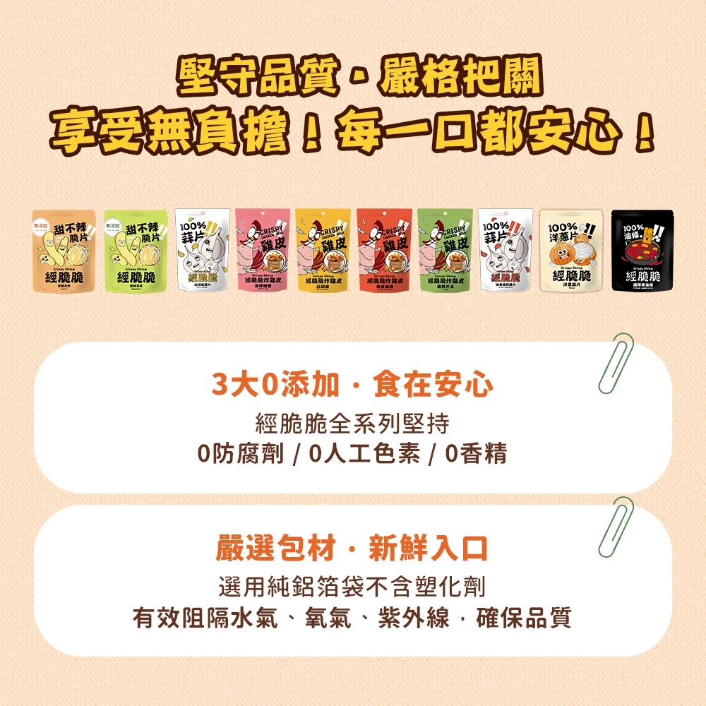 【經脆脆Crispy Ching】酥脆雞皮餅乾 經典白胡椒 嗆辣芥末 椒香麻辣 清檸梅香 30g