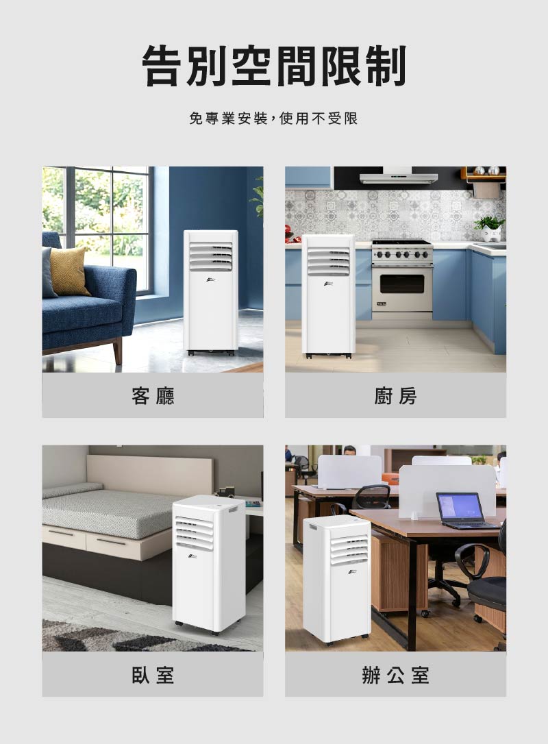 【JJPRO 家佳寶】通過BSMI認證 3-5坪 R32 7500Btu多功能移動式冷氣機/空調(JPAC03)