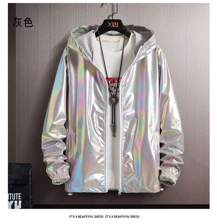 夏季男款冰絲炫彩輕薄防曬外套