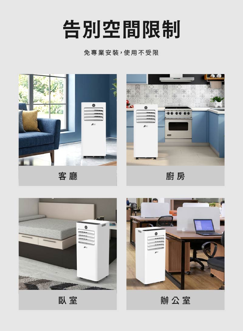 【JJPRO 家佳寶】通過BSMI認證 3-5坪 R32 7500Btu多功能移動式冷氣機/空調(JPAC05)