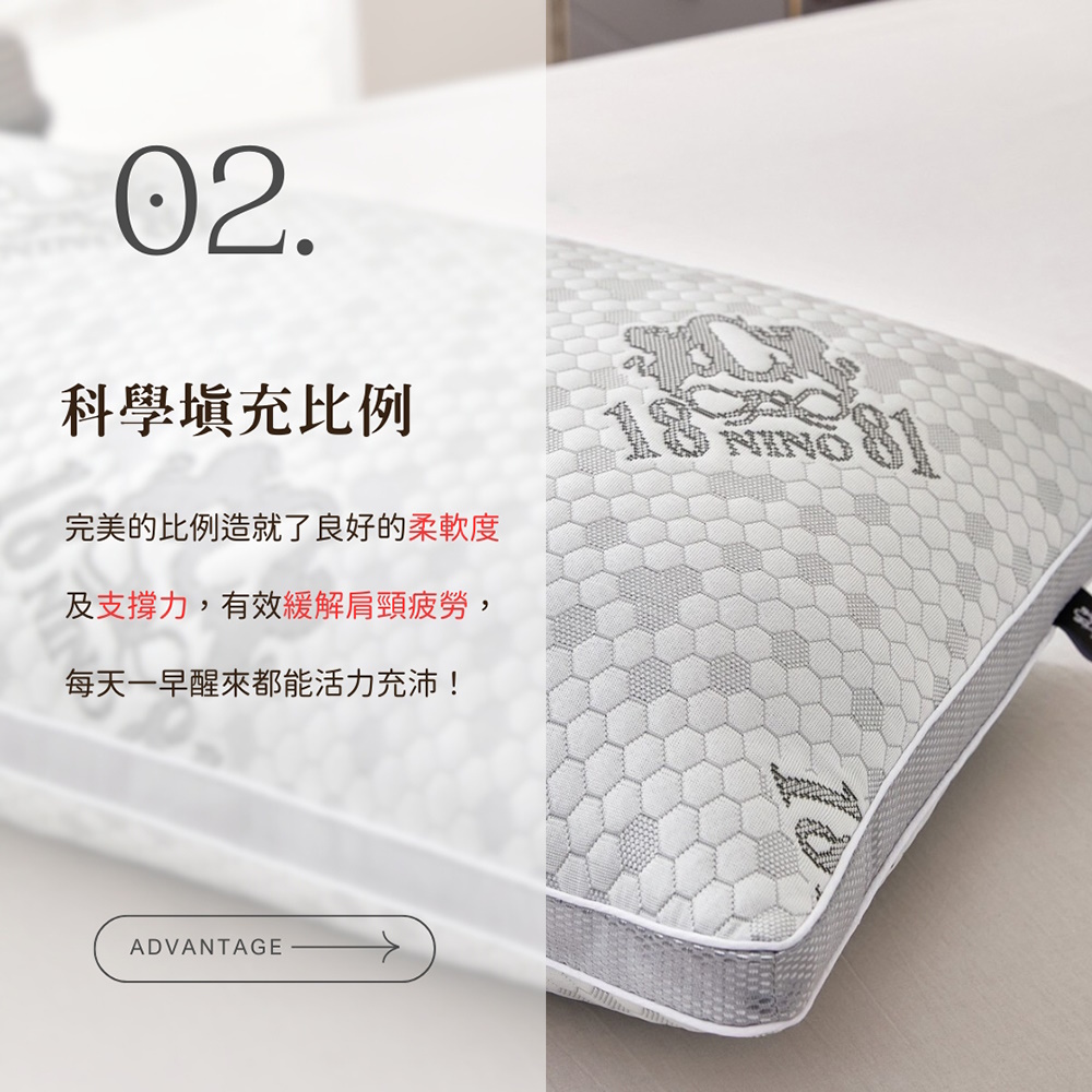 NINO 1881 石墨烯-7℃冰凍獨立筒羽絲絨枕 枕頭 涼感 體感降溫 飯店