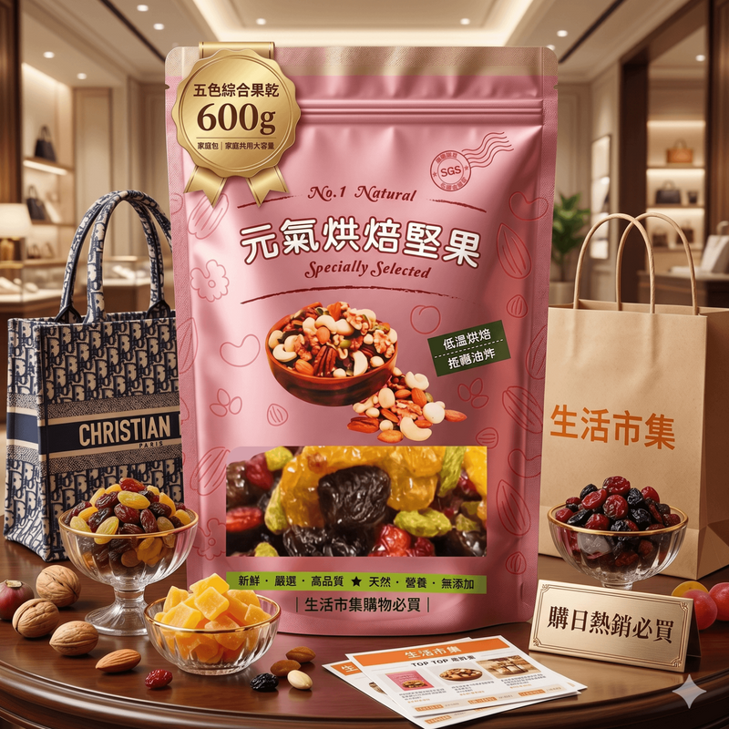 品鮮生活 五色綜合果乾600g 家庭包