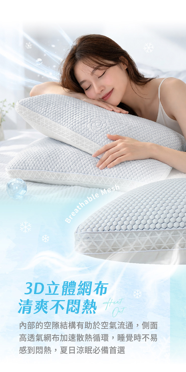冰絲涼感獨立筒護頸枕 / 50顆立體支撐 x 3D透氣結構  MIT台灣製造