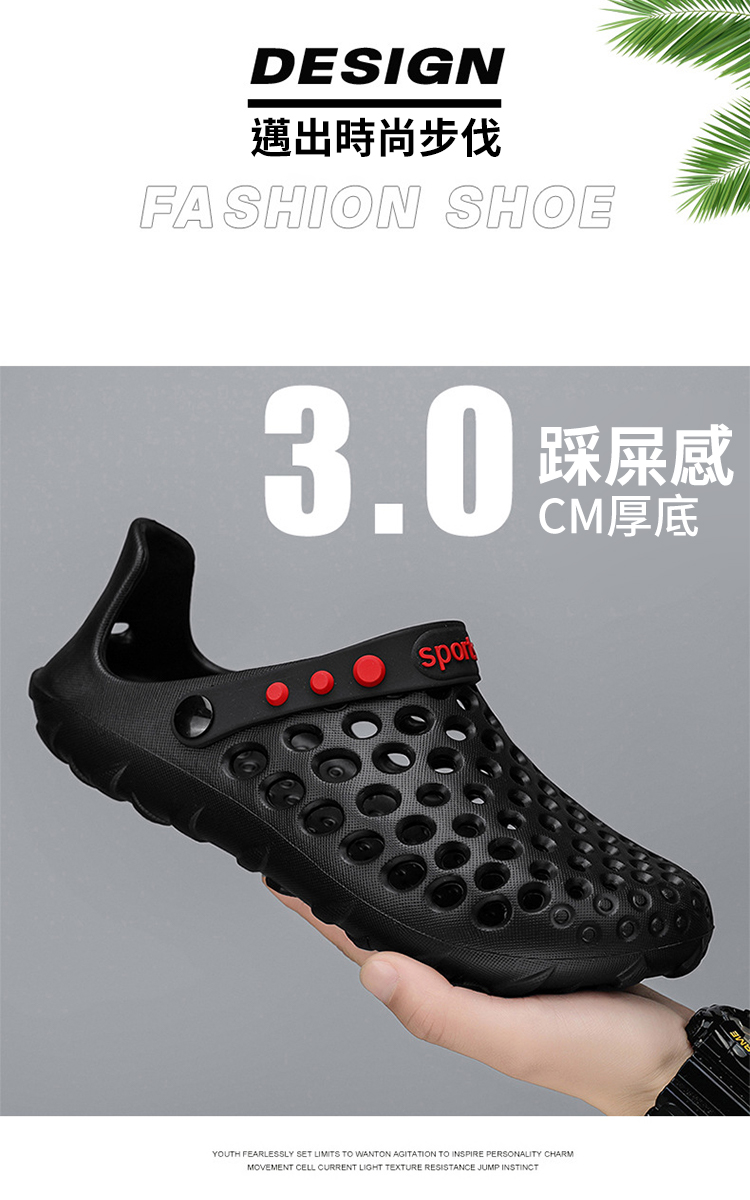 新款夏季男士防滑軟底戶外洞洞鞋