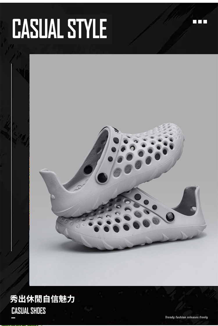 新款夏季男士防滑軟底戶外洞洞鞋