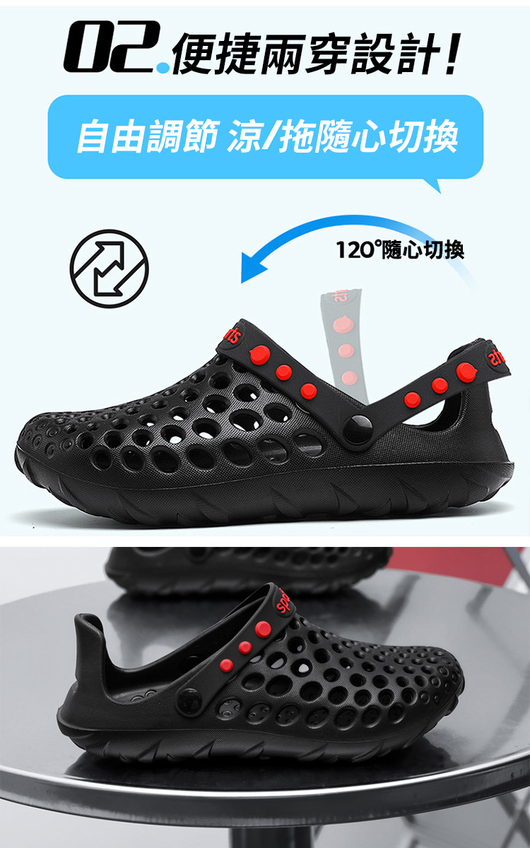 新款夏季男士防滑軟底戶外洞洞鞋