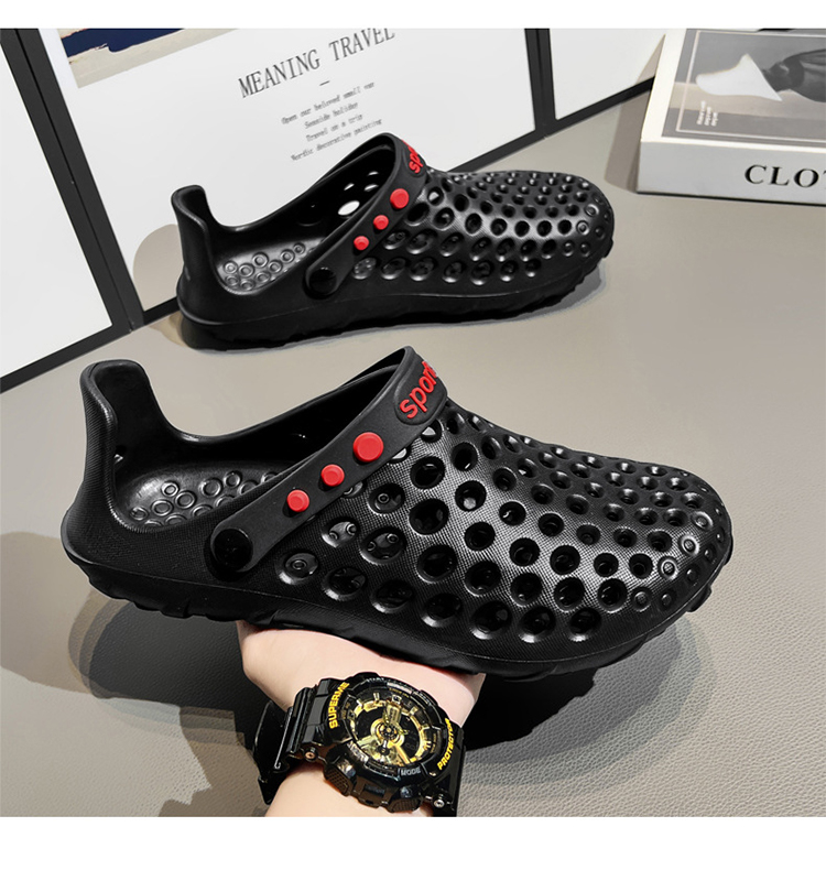 新款夏季男士防滑軟底戶外洞洞鞋