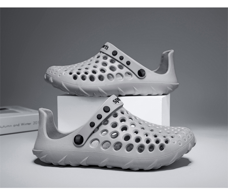 新款夏季男士防滑軟底戶外洞洞鞋