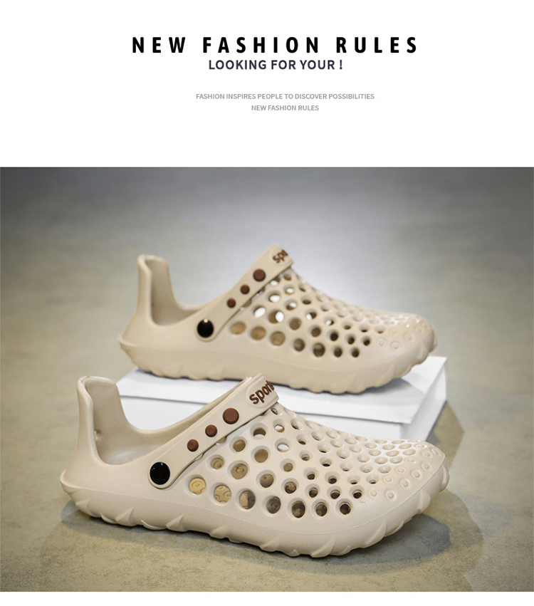 新款夏季男士防滑軟底戶外洞洞鞋