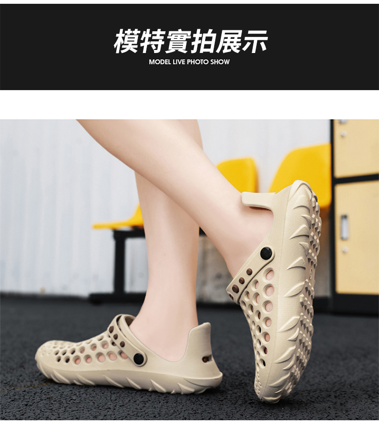 新款夏季男士防滑軟底戶外洞洞鞋
