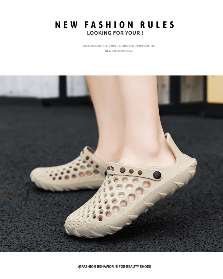 新款夏季男士防滑軟底戶外洞洞鞋