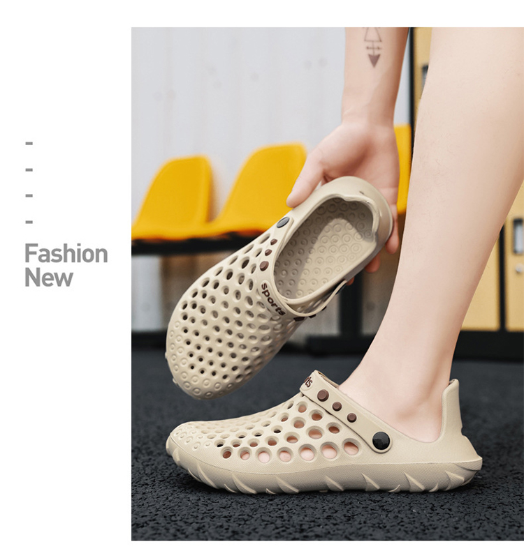 新款夏季男士防滑軟底戶外洞洞鞋