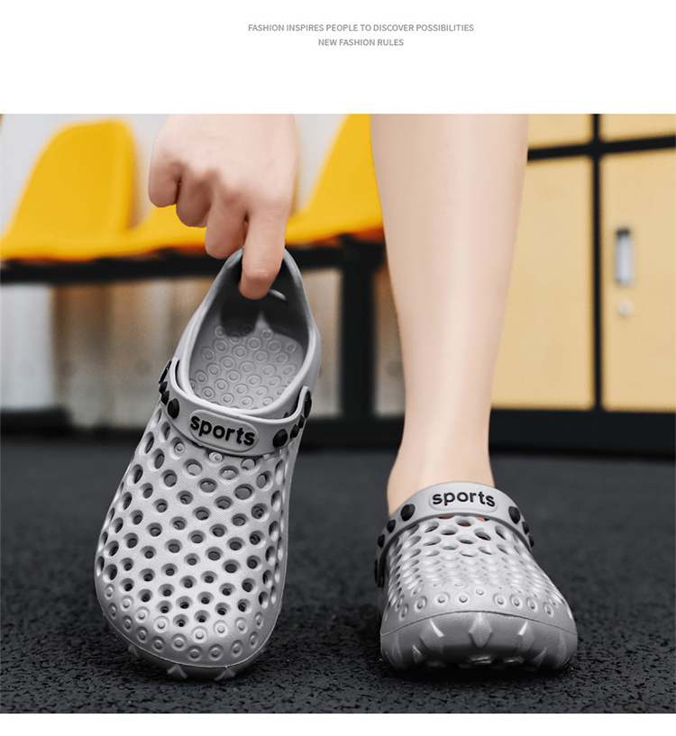 新款夏季男士防滑軟底戶外洞洞鞋