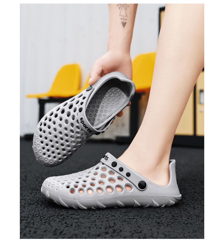 新款夏季男士防滑軟底戶外洞洞鞋