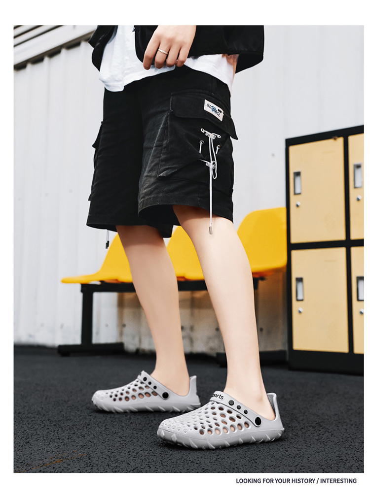 新款夏季男士防滑軟底戶外洞洞鞋