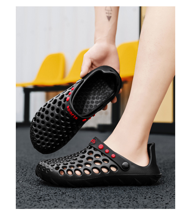 新款夏季男士防滑軟底戶外洞洞鞋