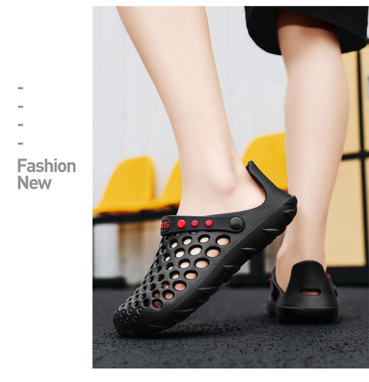 新款夏季男士防滑軟底戶外洞洞鞋