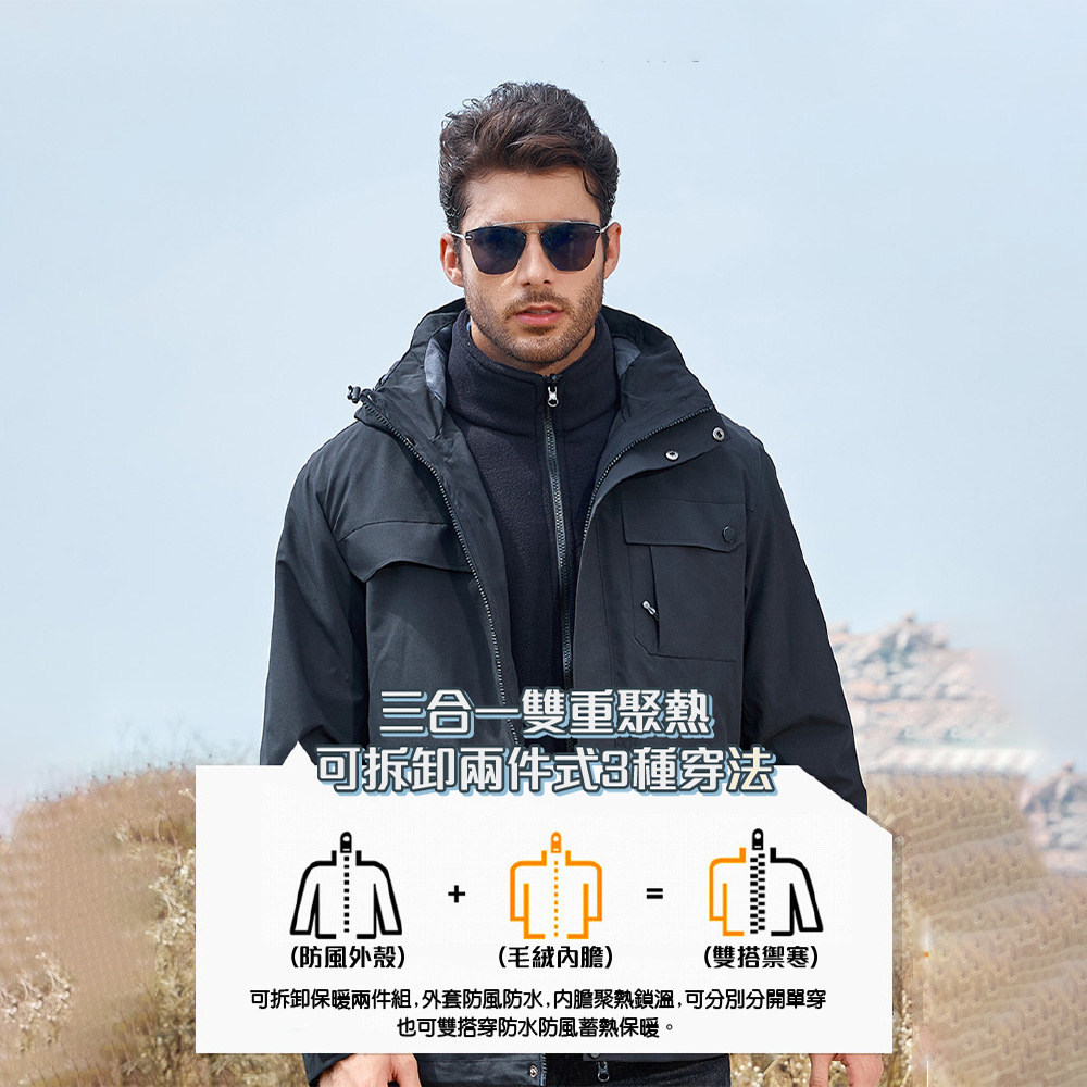 【JAR嚴選】3IN1 機能三合一防風衝鋒外套(版型偏小約1碼)(預購14個工作天)