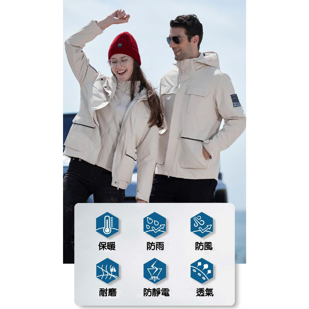 【JAR嚴選】3IN1 機能三合一防風衝鋒外套(版型偏小約1碼)(預購14個工作天)