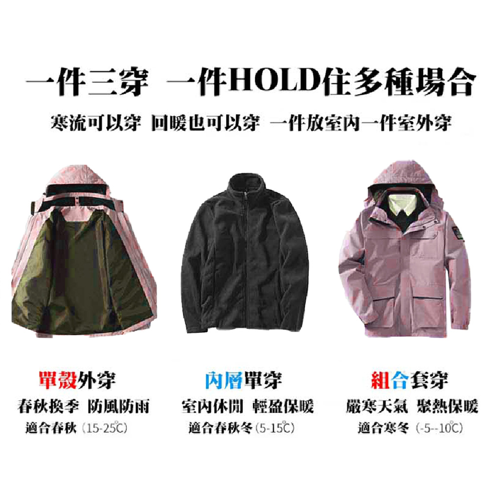 【JAR嚴選】3IN1 機能三合一防風衝鋒外套(版型偏小約1碼)(預購14個工作天)