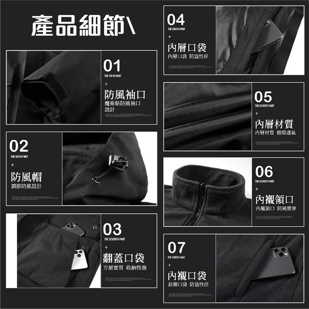 【JAR嚴選】3IN1 機能三合一防風衝鋒外套(版型偏小約1碼)(預購14個工作天)