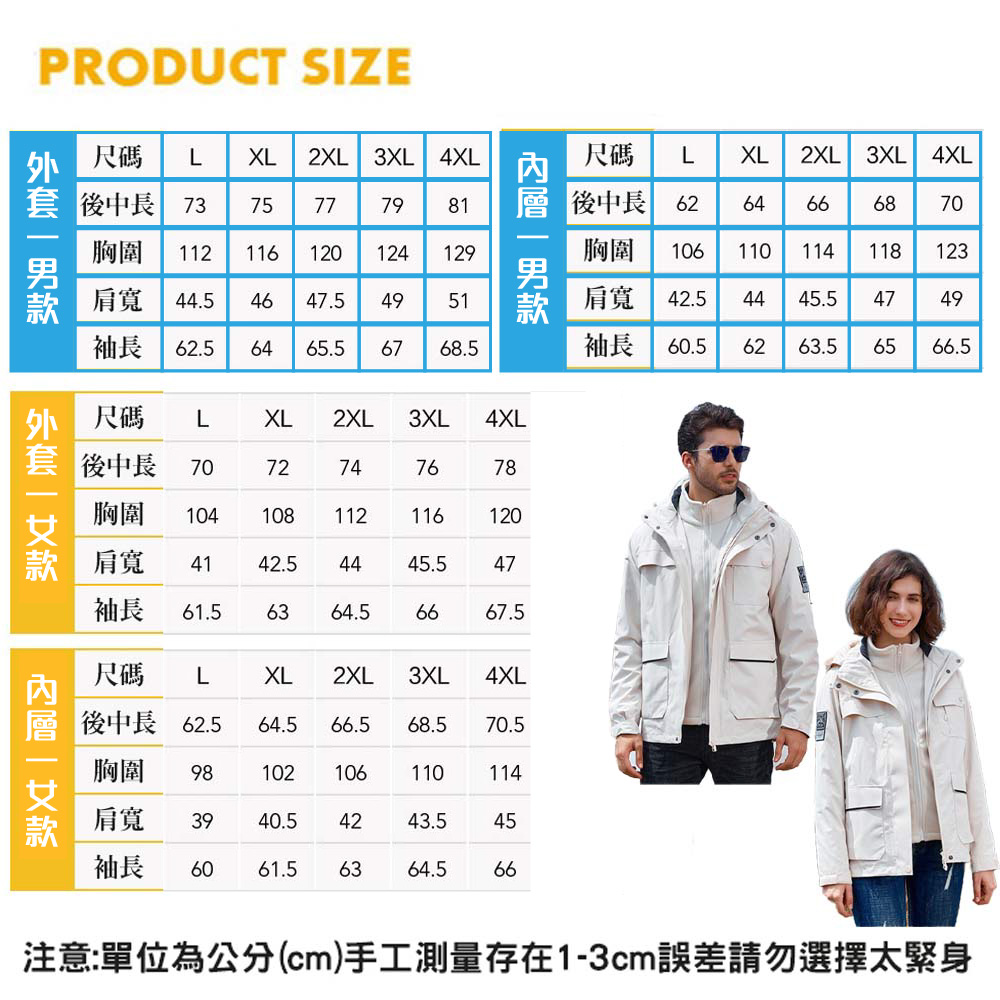【JAR嚴選】3IN1 機能三合一防風衝鋒外套(版型偏小約1碼)(預購14個工作天)
