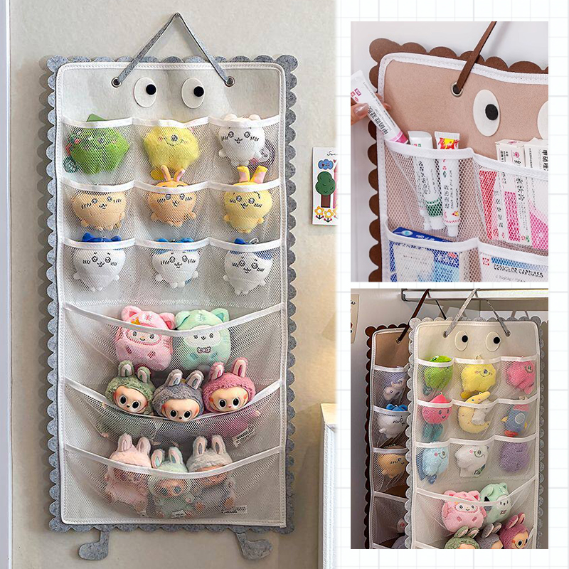 壁掛布布偶玩偶收納掛袋