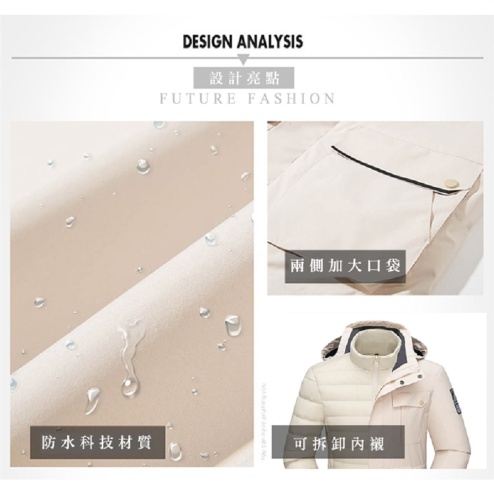 【JAR嚴選】戶外羽絨高機能三穿情侶衝鋒外套(版型偏小約1碼)(預購14個工作天)