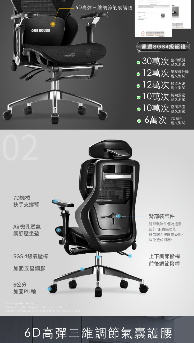 【ANDYMAY2】格拉斯人體工學7D機械手氣囊護腰辦公椅-X16旗艦款(OH-K224)