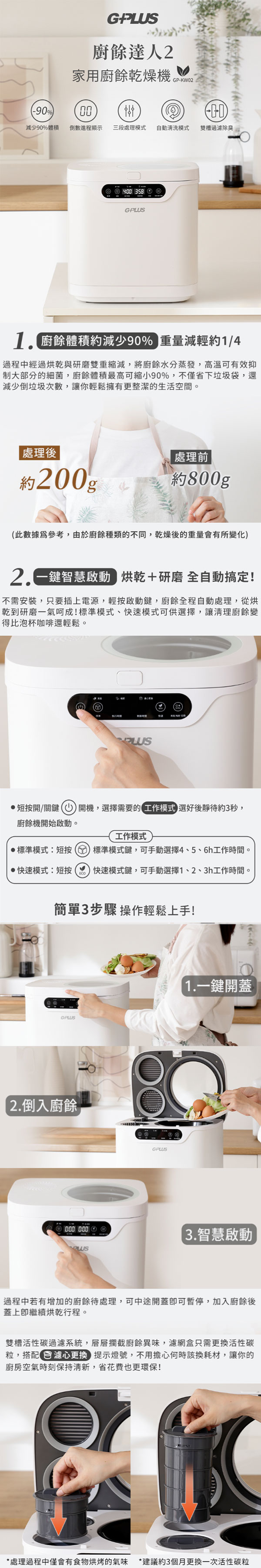 GPLUS GP-KW02 廚餘達人2 家用廚餘乾燥機