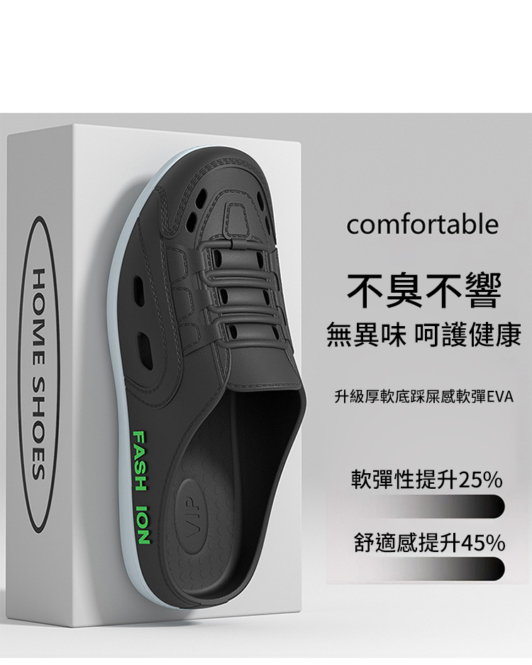 男款休閒懶人沙灘洞洞鞋