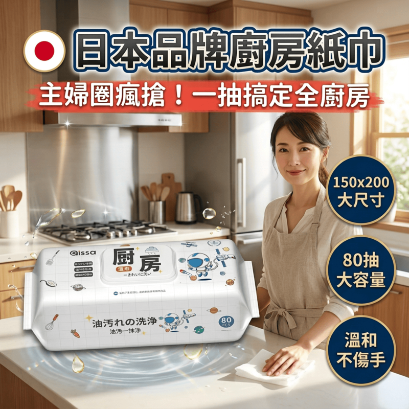 【日本品牌PISSA】廚房濕紙巾